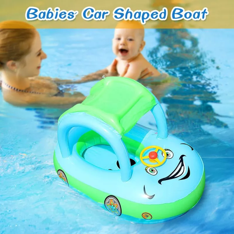 Flotador inflable del asiento en forma de sombrilla natacion del bebe Circulo de coches Piscina anillo