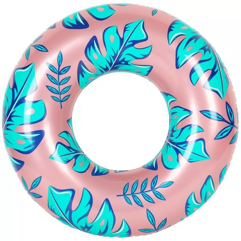 Flotador redondo XXL para piscina y playa - Plantas tropicales ø130cm - Rosa barato