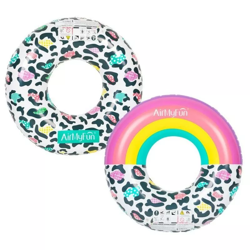 Flotador redondo XXL x 2 para piscina y playa - Pack Twin Donut Leopardo ø120cm - Multicolor barato