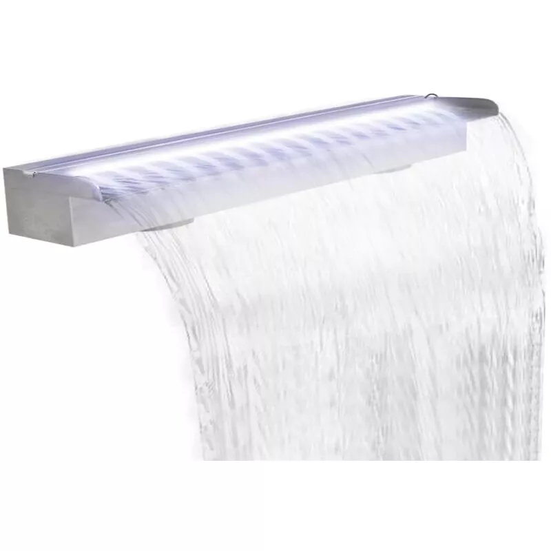 Fuente Cascada Rectangular Piscina Acero Inoxidable LED 150 cm - Plateado - Vidaxl barato