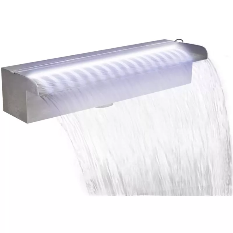 Fuente Cascada Rectangular Piscina Acero Inoxidable LED 45 cm - Plateado - Vidaxl barato
