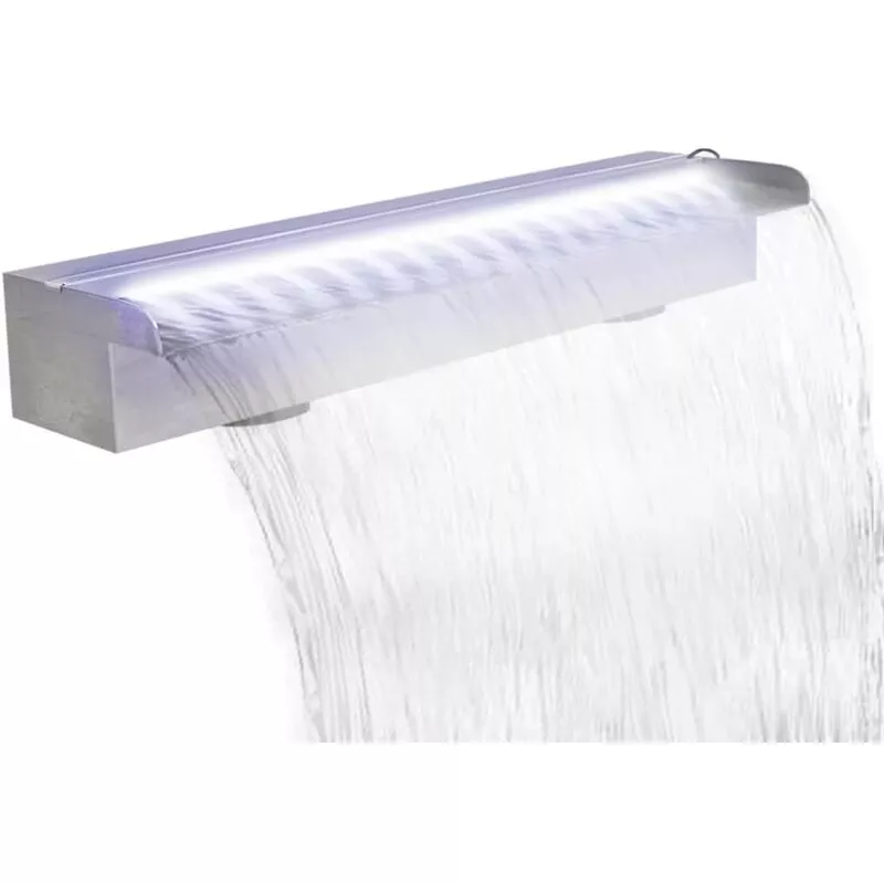 Fuente Cascada Rectangular Piscina Acero Inoxidable LED 60 cm - Plateado - Vidaxl barato