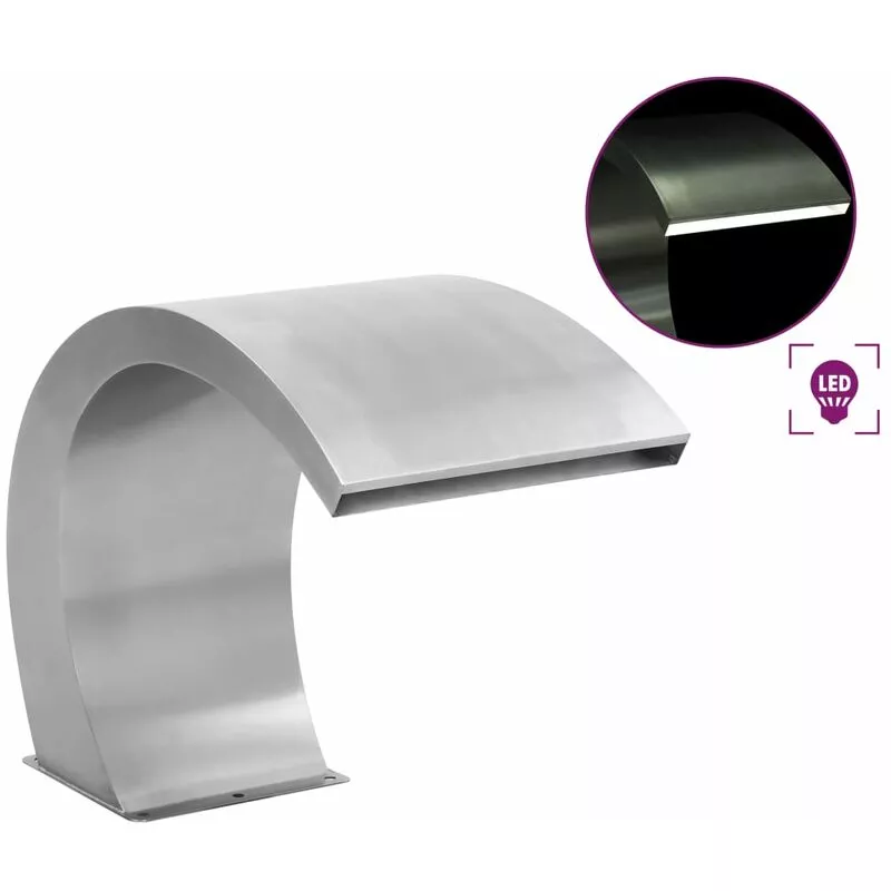 Fuente cascada de piscina con LEDs acero inoxidable 30x60x45 cm - Plateado - Vidaxl barato