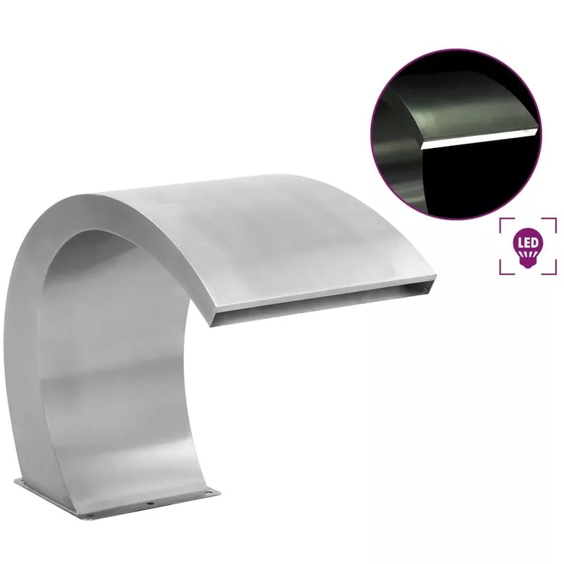 Fuente cascada de piscina con LEDs acero inoxidable 30x60x45 cm barato