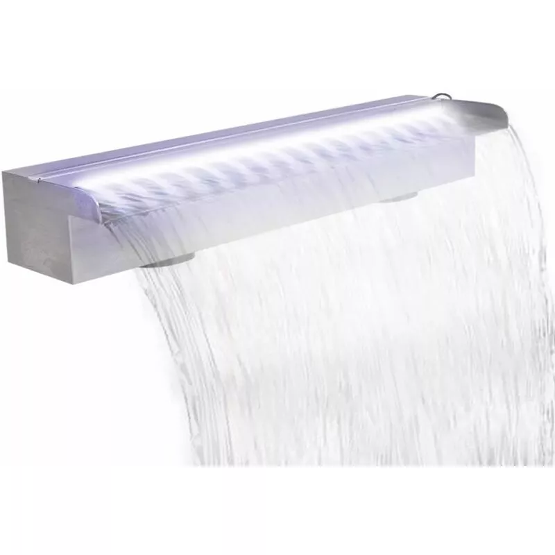 Fuente cascada rectangular LED para piscina acero inoxidable 60 cm barato