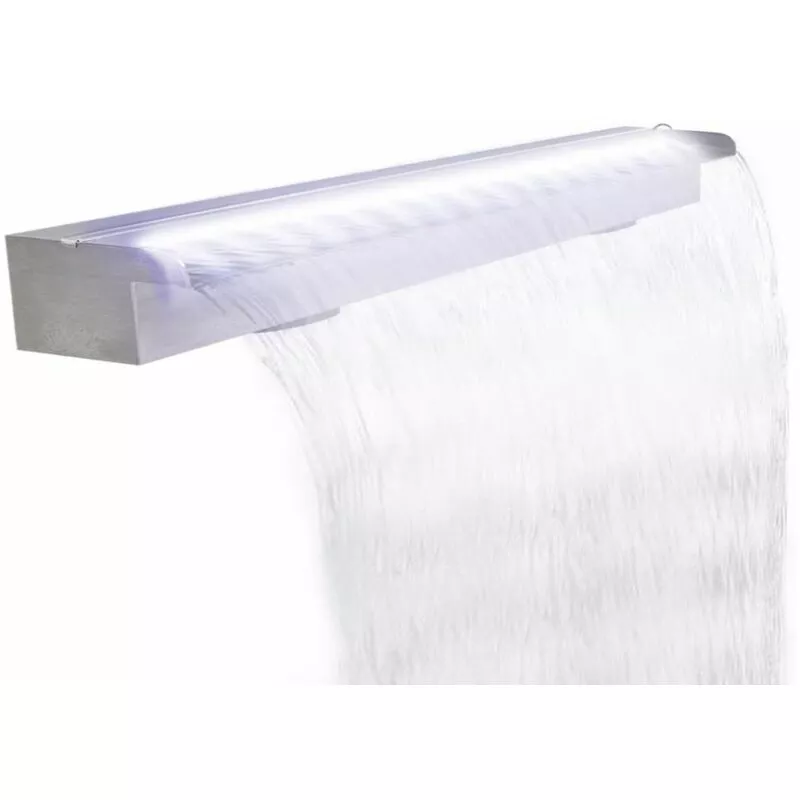 Fuente cascada rectangular LED piscina acero inoxidable 120 cm barato