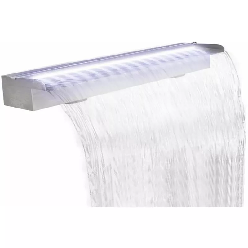 Fuente cascada rectangular LED piscina acero inoxidable 150 cm barato
