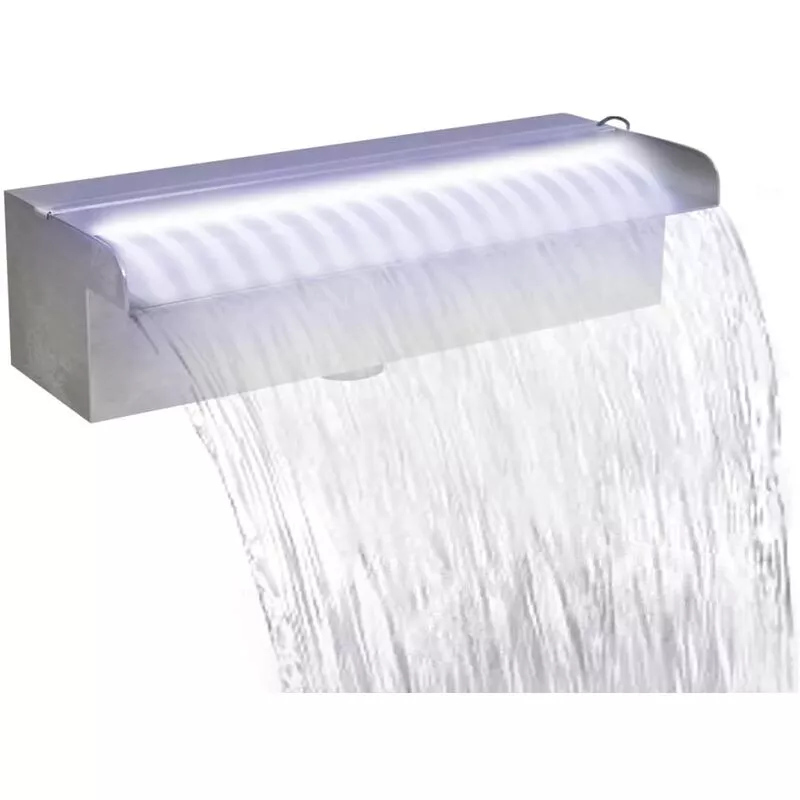Fuente cascada rectangular LED piscina acero inoxidable 30 cm barato