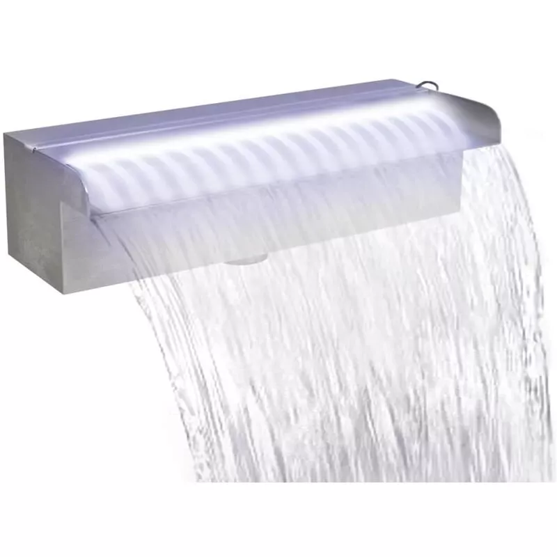 Fuente cascada rectangular LED piscina acero inoxidable 30 cm barato