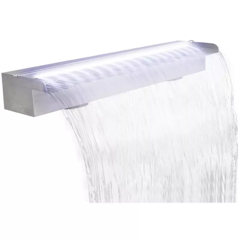 Fuente cascada rectangular LED piscina acero inoxidable 90 cm barato