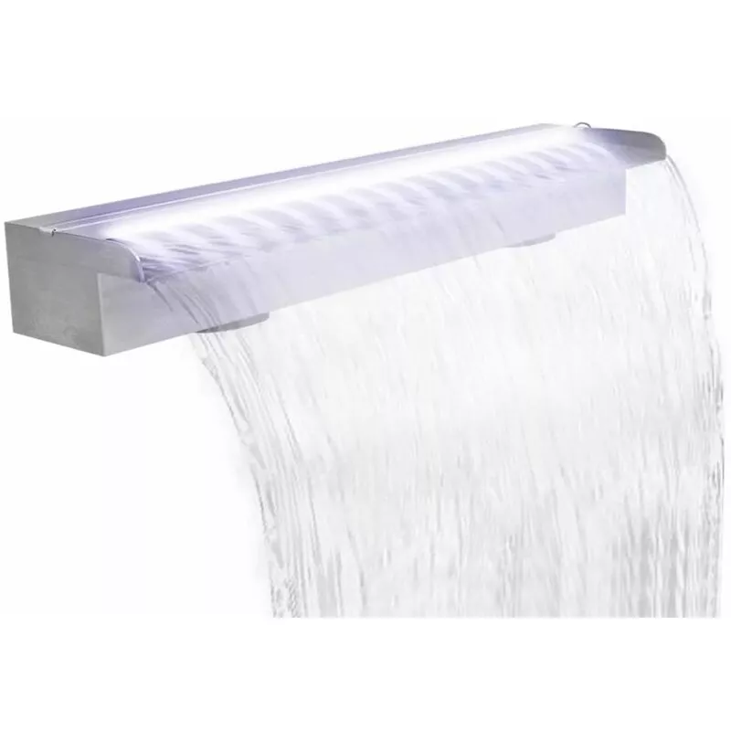 Fuente cascada rectangular LED piscina acero inoxidable 90 cm barato