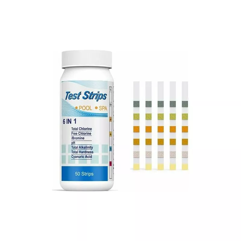 Fuyiob 6 en 1 piscina 50 unidades kit de análisis de agua tiras de prueba de piscina para comprobar la calidad del agua para cloro bromo nitrito barato