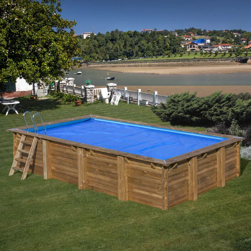 GRÉ - Cubierta de verano para piscina de madera rectangular lemon con dimensiones interiores 3