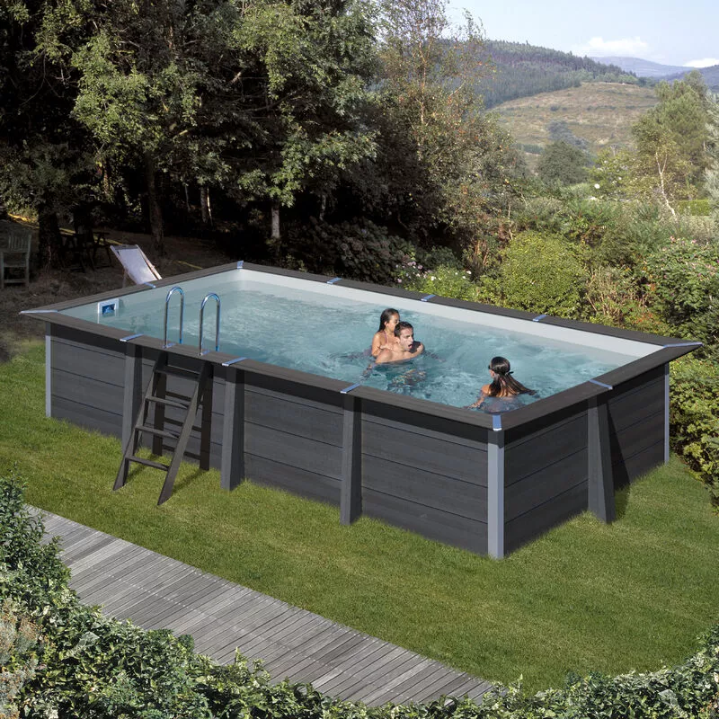 GRÉ - Piscina de composite rectangular con sistema de montaje ipe - 606 x 326 x 124 cm barato
