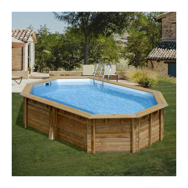 GRÉ - Piscina de madera ovalada Gre Canelle 2 551x351x119 cm barato