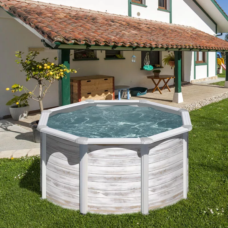 GRÉ - Piscina desmontable de acero redonda en decoración nordic finlandia - Medidas: 240 x 120 cm con filtro de arena barato