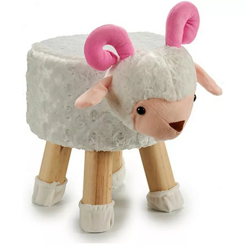 Gift Decor - Taburete Infantil Oveja Madera Tela (28 x 36