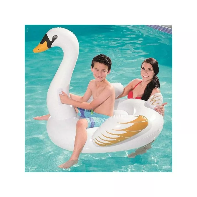 Gigante de lujo de moda Swan Ridiable 122 x 122 cm Isla blanca y dorada barato