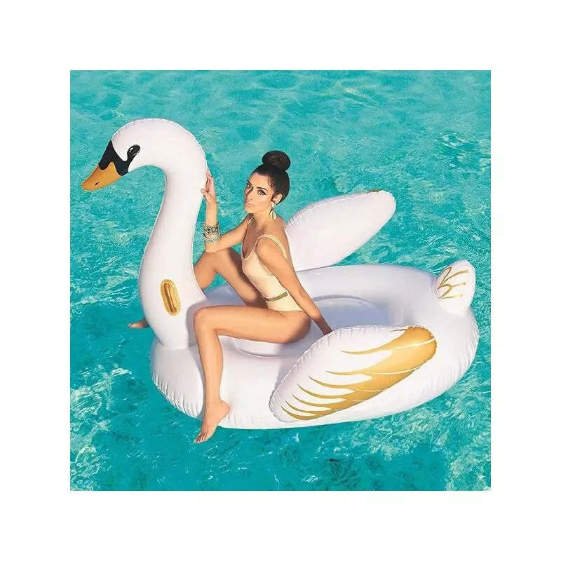 Gigante de lujo de moda Swan Ridiable 169 x 169 cm Isla blanca y dorada barato