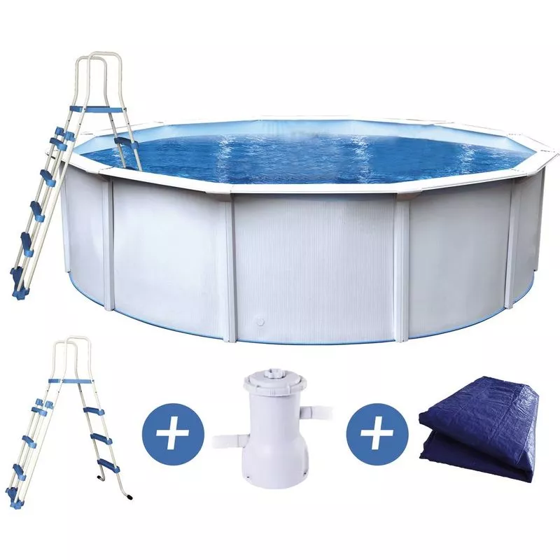 Habitat Et Jardin - Piscina redonda en acero aspecto blanco Punta cana - ¨ 4.60 x 1.20 m - Blanco. barato