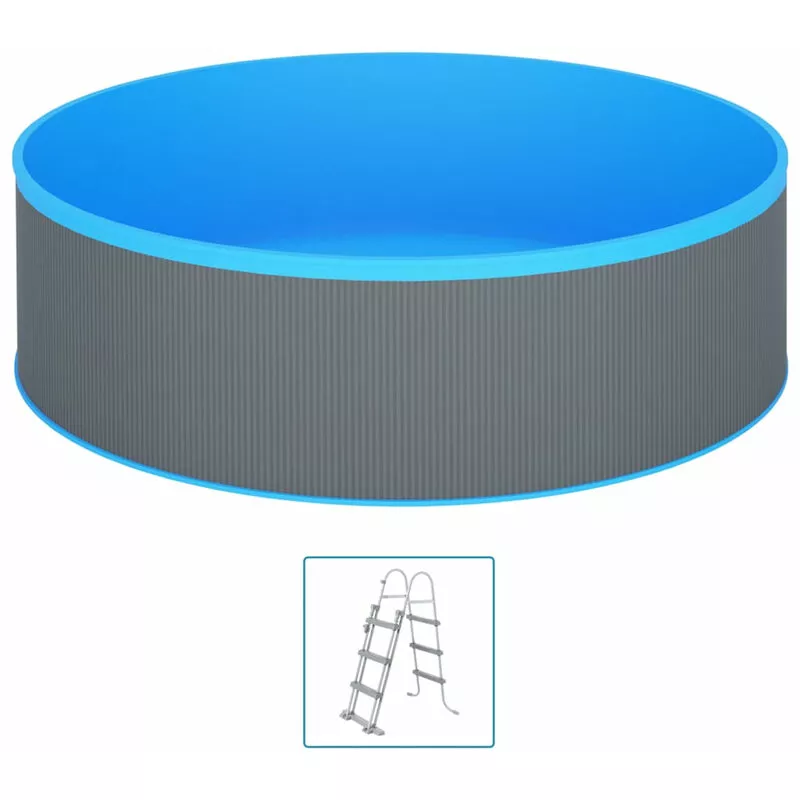 Happyshopping - Piscina de chapoteo con escalera de 4 peldanos 350x90 cm gris barato