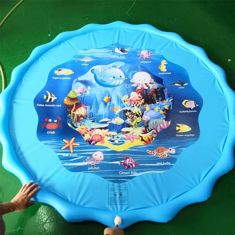 Insma - Inflable Piscina Aspersor Salpicaduras Juegos De Agua Juguete Infantil Estera Divertida Jardín Al Aire Libre-AZUL 160CM barato