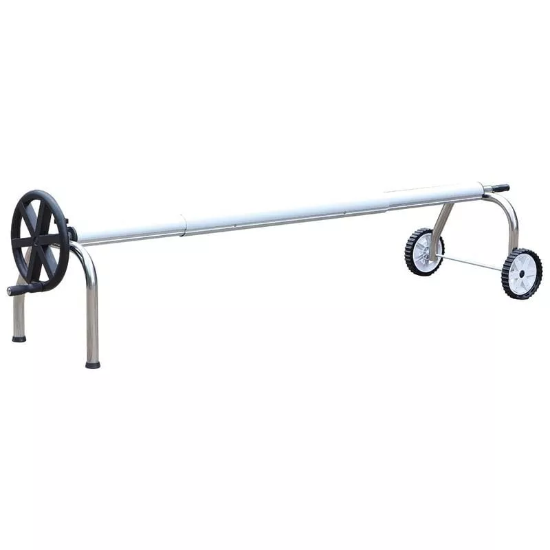 International Cover Pool - Enrollador en acero inox para mantas de burbujas extensible. para piscinas de hasta 6.45 metros de ancho con tubo de 82mm barato