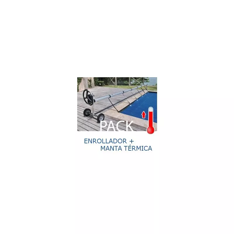 International Cover Pool - PACK COBERTOR TÉRMICO DE 600 MICRAS (5x6.5m) + ENROLLADOR TELESCÓPICO DE 81mm. barato