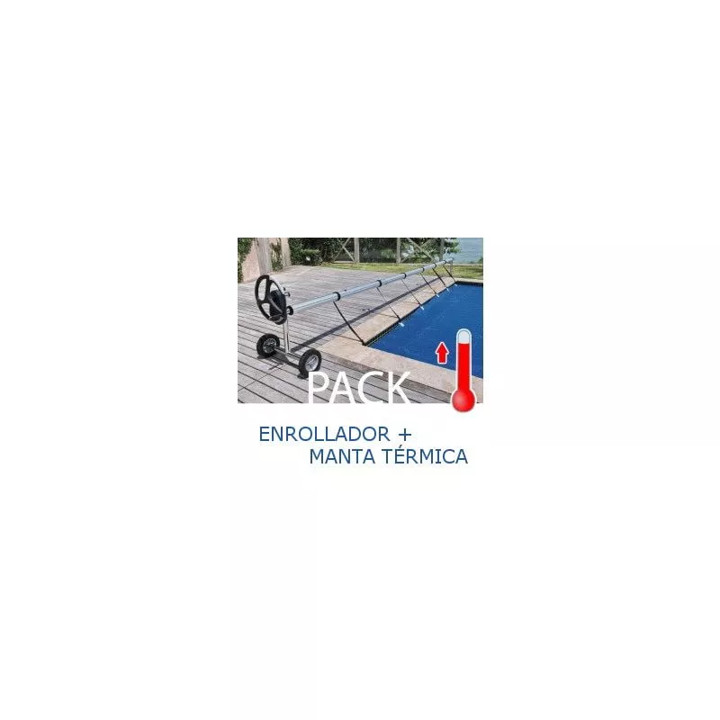 International Cover Pool - PACK COBERTOR TÉRMICO DE 600 MICRAS (8x3.5m) + ENROLLADOR TELESCÓPICO DE 81mm. barato