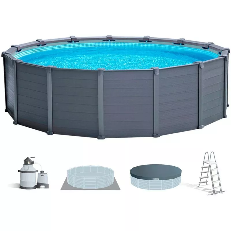 Intex - Piscina desmontable graphite grey panel 478x124 cm
