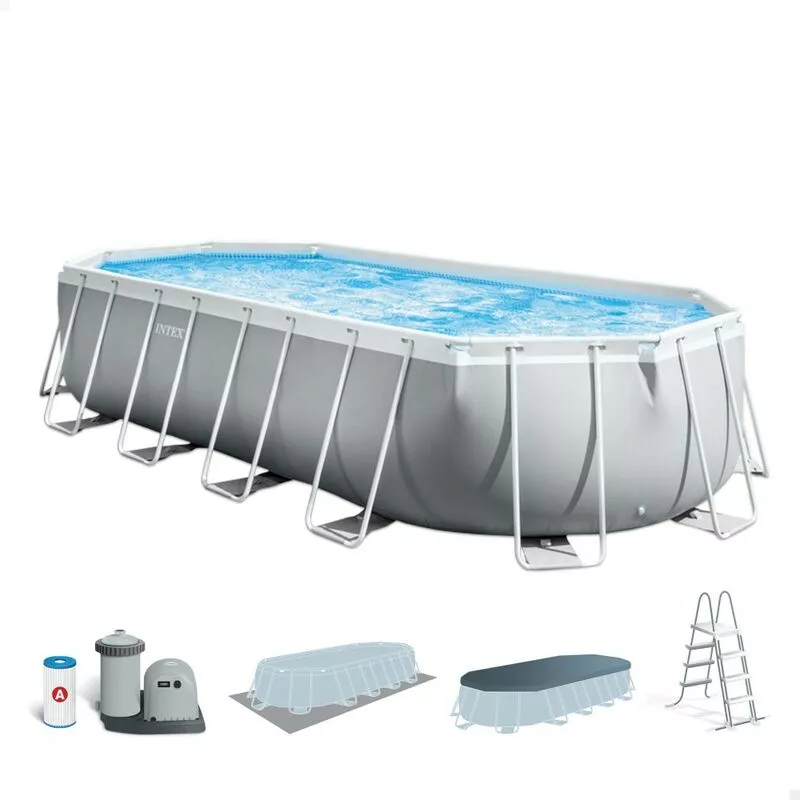 Intex - Piscina desmontable ovalada prism frame 610x305x122 cm con depuradora barato