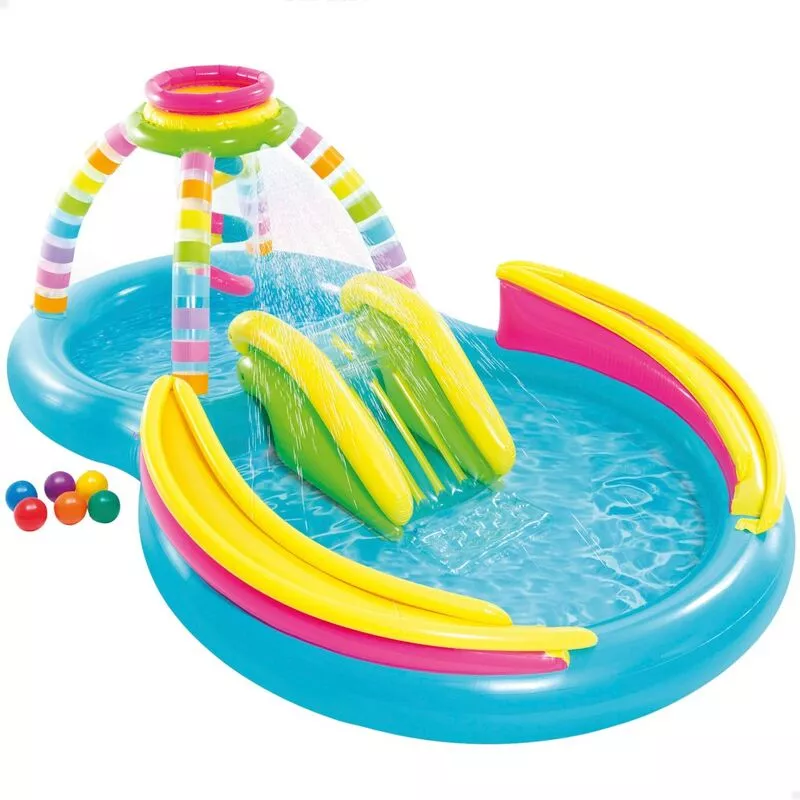 Intex - Piscina hinchable 2 en 1 multicolor c/tobogán