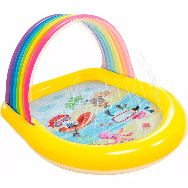 Intex - Piscina infantil arco iris con toldo y aspersor barato