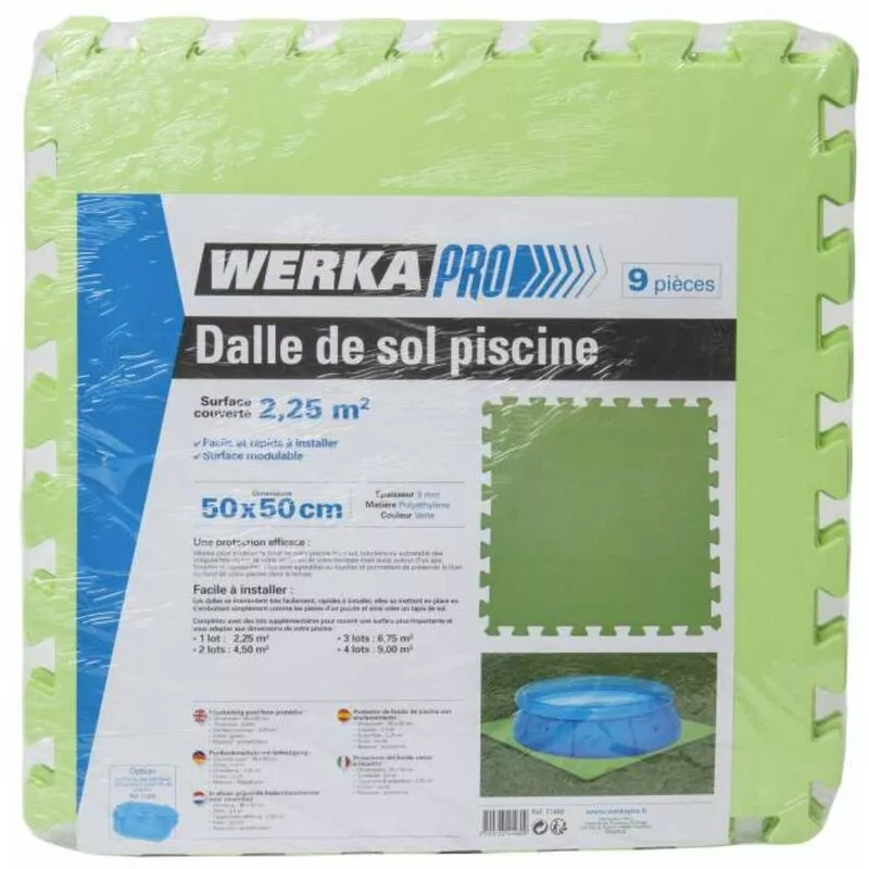 Juego de 9 baldosas de piscina 50x50cm espesor 3mm 9 piezas Werkapro barato