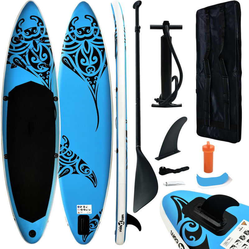 Juego De Tabla De Paddle Surf Hinchable Azul 320X76X15 Cm - Azul - Vidaxl Barato