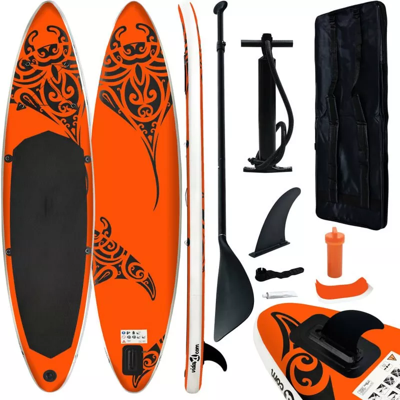 Juego de tabla de paddle surf hinchable naranja 320x76x15 cm - Naranja - Vidaxl barato
