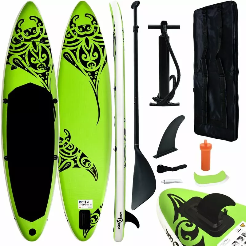 Juego de tabla de paddle surf hinchable verde 305x76x15 cm - Verde - Vidaxl barato