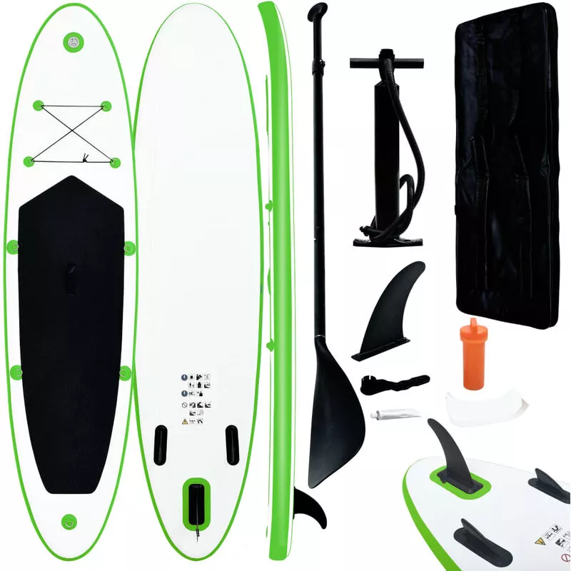 Juego de tabla de paddle surf hinchable verde y negro - Verde - Vidaxl barato
