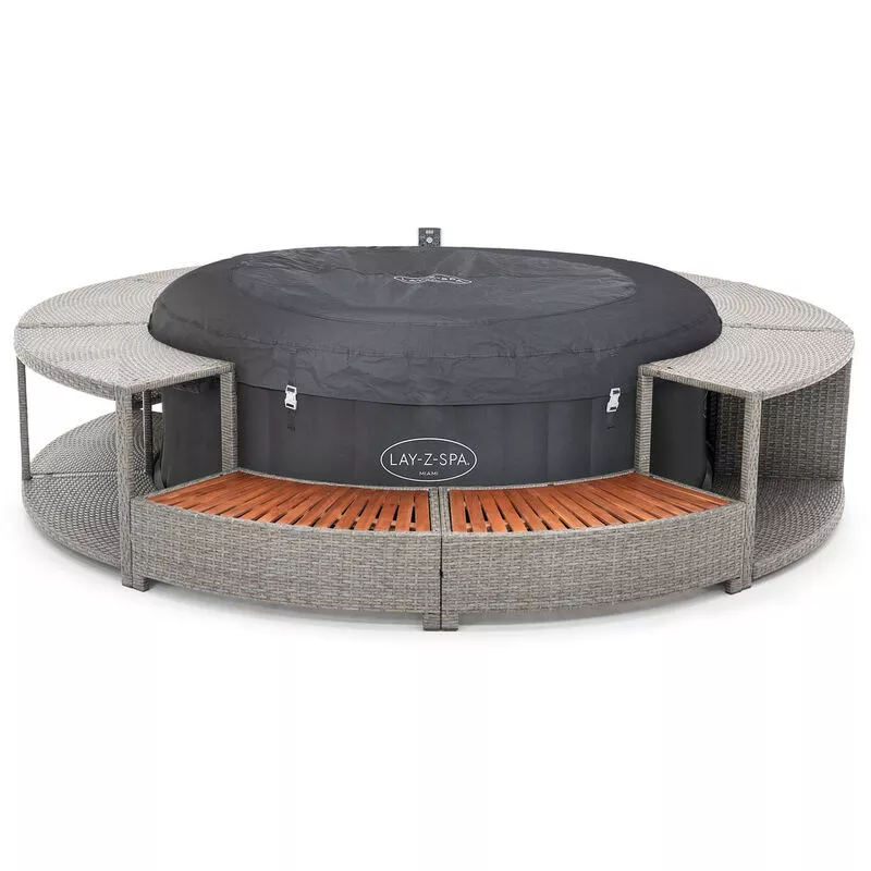 K2O - Spa Hinchable Bestway Lay-Z-Spa Miami Ø180x66 cm con Airjet + Revestimiento Full Surround 180 Ø279x40x56 cm Set Circular barato