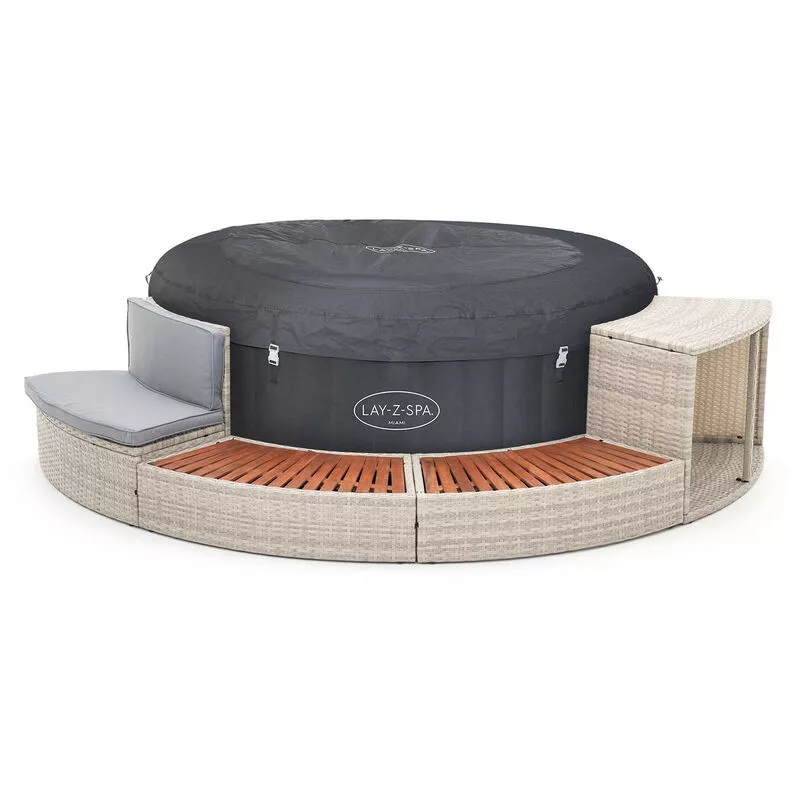 K2O - Spa Hinchable Bestway Lay-Z-Spa Miami Ø180x66 cm con Airjet + Revestimiento Half Surround 180 289x45x56 cm Set Semicircular barato