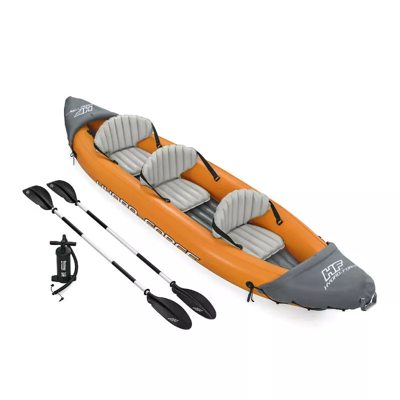 Kayak Hinchable para 3 Personas Bestway Hydro Force Rapid 381x100x44 cm con 2 Palas de Aluminio y Bomba de Mano Incluida barato