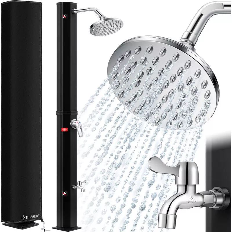 Kesser - Ducha solar Ducha solar de jardín de 40 litros agua caliente Máximo 60 °C Incluye Capó de protección sin conexión a la red eléctrica Ducha barato