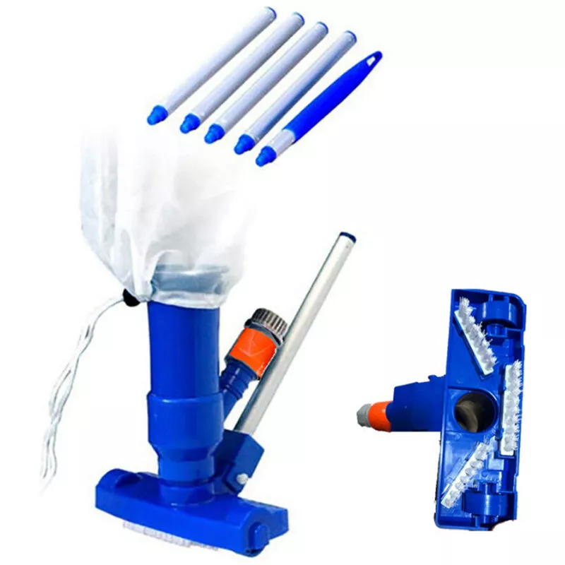 Kit Limpieza Piscina Aspirador Cabezal Succión con Cepillos Varilla Extensible Bolsa Malla barato