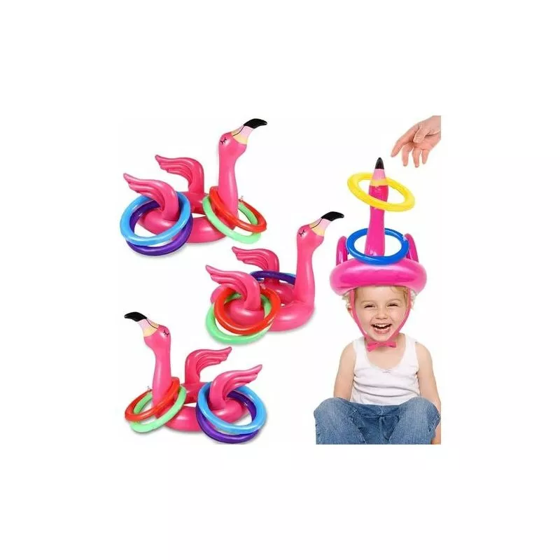 LYLM 15 Piezas Inflables Flamingo Piscina Juguetes Ring Toss Juego Fiesta Decoraciones Playa Juguetes barato