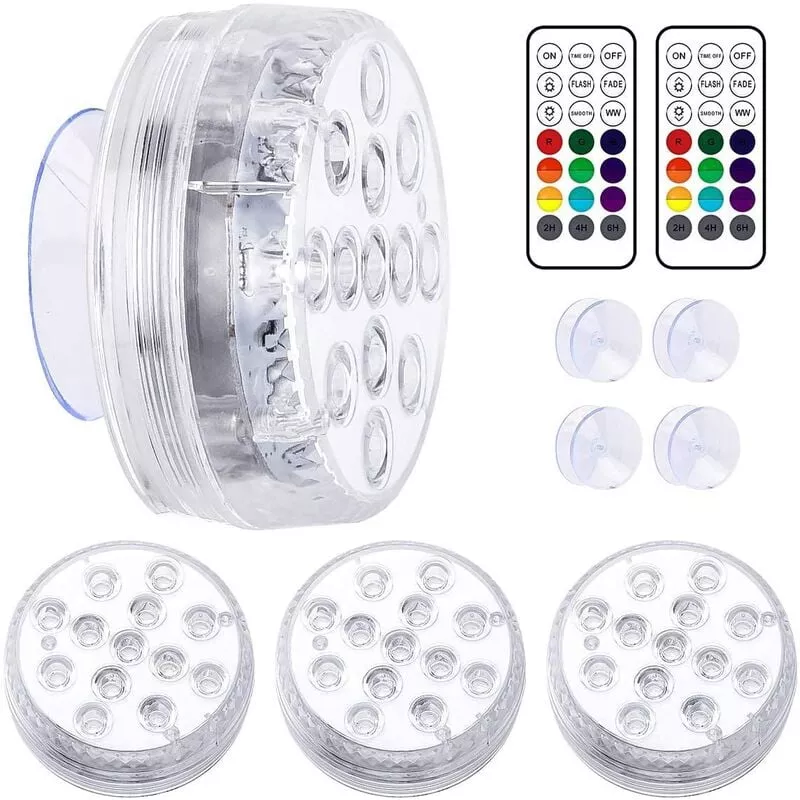Lámpara redonda 7CM13 Ventosa de doble cara Control remoto Luz de buceo Piscina Acuario Vela Luz de paisaje barato