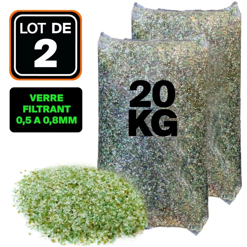 Llofer - paquete de 2 bolsas de 20 kg de vidrio filtrante de 0
