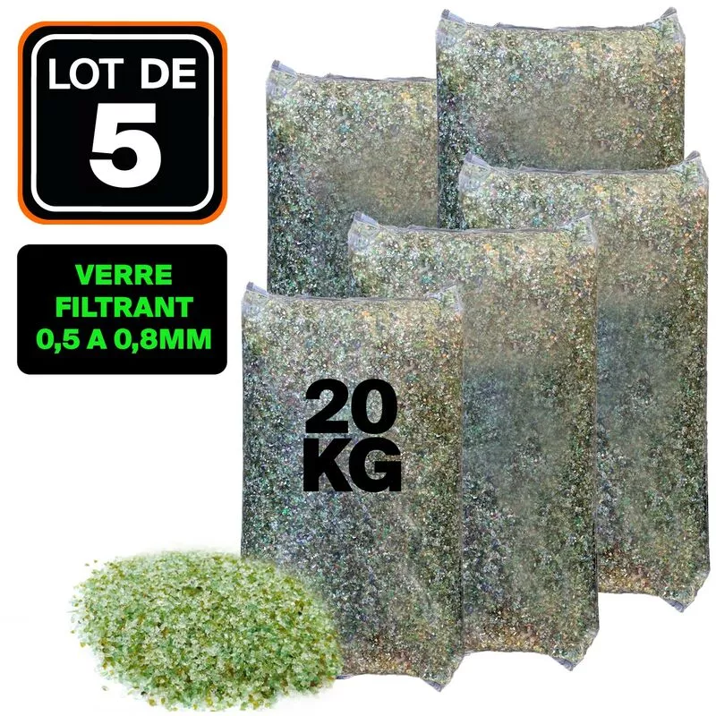 Llofer - paquete de 5 bolsas de 20 kg de vidrio filtrante de 0
