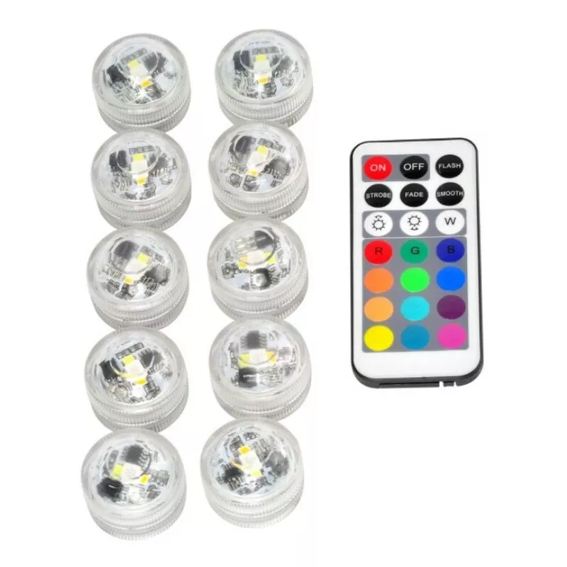 Luces subacuáticas Mini luz Luces de estanque multicolores Luces de té impermeables Decoraciones navideñas multicolores para pecera Florero Bañera barato