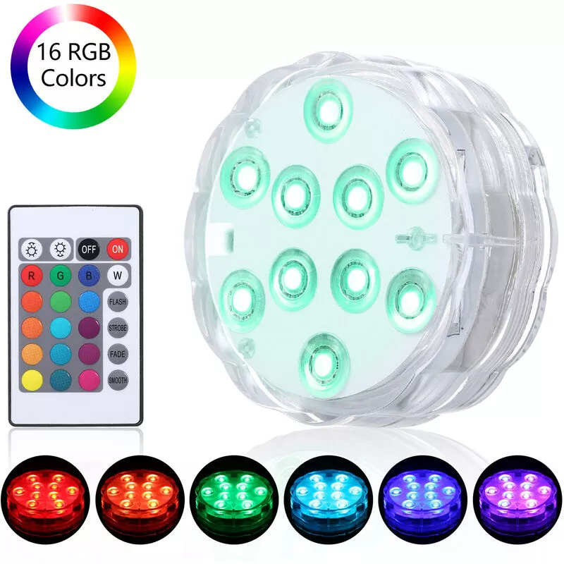 Luz sumergible para piscina con control remoto IR Regulable 10 piezas LED RGBW Lámpara para fuente de estanque 16 colores y 4 modos de iluminación barato