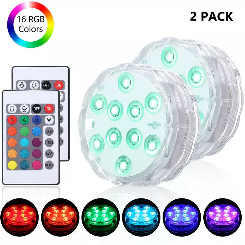 Luz sumergible para piscina con control remoto IR Regulable 10 piezas LED RGBW Lámpara para fuente de estanque 16 colores y 4 modos de iluminación barato